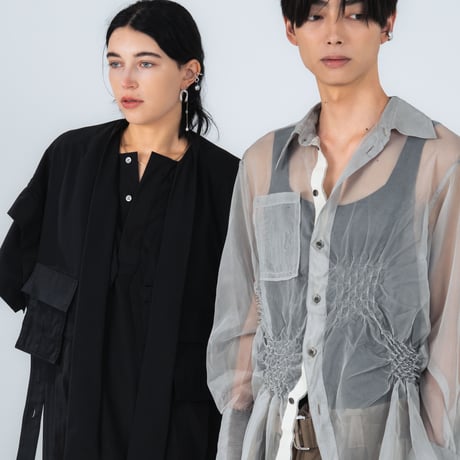 <予約商品>　[TA-BUM0012] "BUMPY" SHEER ASYMMETRIC SHIRT