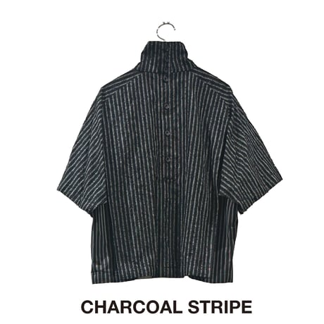 <予約商品>　[TA-ТP0053] FUZZY STRIPE HIGH NECK BLOUSE