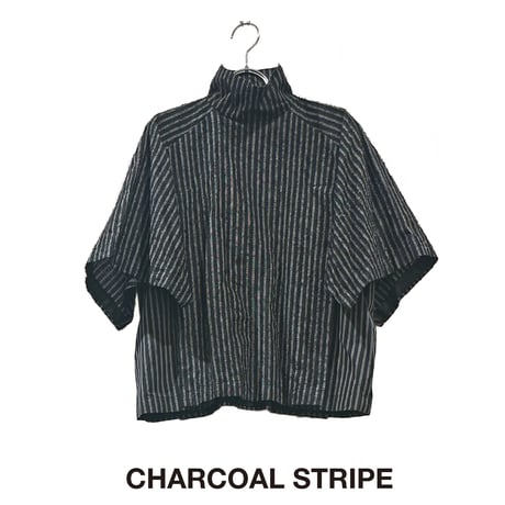 <予約商品>　[TA-ТP0053] FUZZY STRIPE HIGH NECK BLOUSE