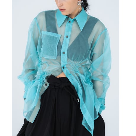 <予約商品>　[TA-BUM0012] "BUMPY" SHEER ASYMMETRIC SHIRT