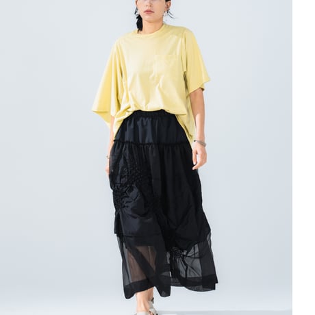 <予約商品>　[TA-BUM0013] "BUMPY" SHEER ASYMMETRIC SKIRT