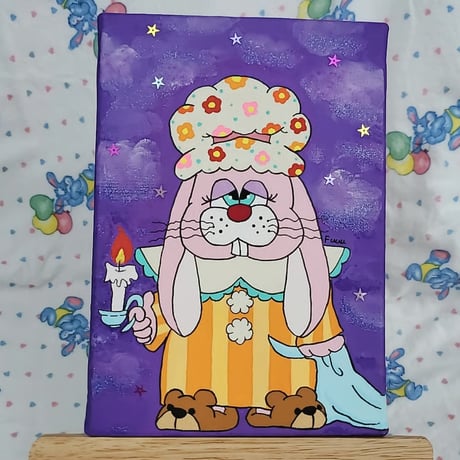 キャンバスイラスト🐰うさぎの Noelle mint