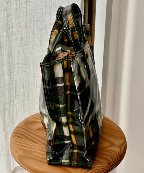 TEMBEA／PAPER TOTE SMALL（CHECK GREEN)