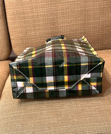 TEMBEA／PAPER TOTE SMALL（CHECK GREEN)