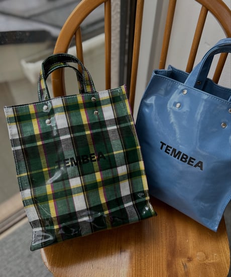 TEMBEA／PAPER TOTE SMALL（CHECK GREEN)