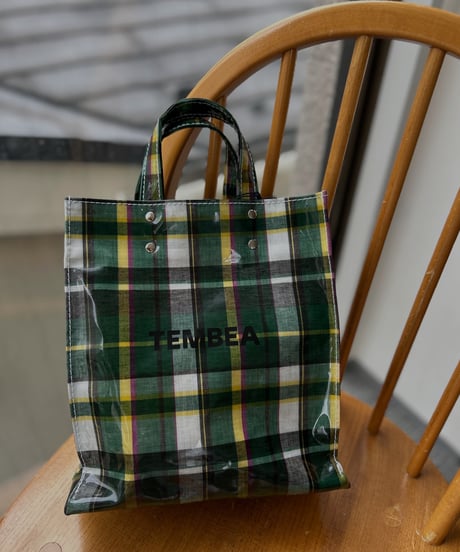 TEMBEA／PAPER TOTE SMALL（CHECK GREEN)