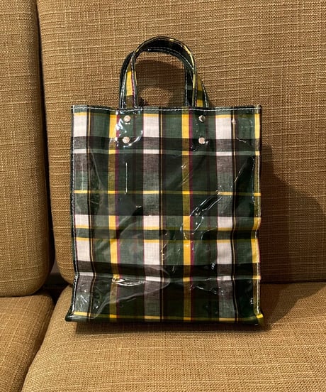 TEMBEA／PAPER TOTE SMALL（CHECK GREEN)