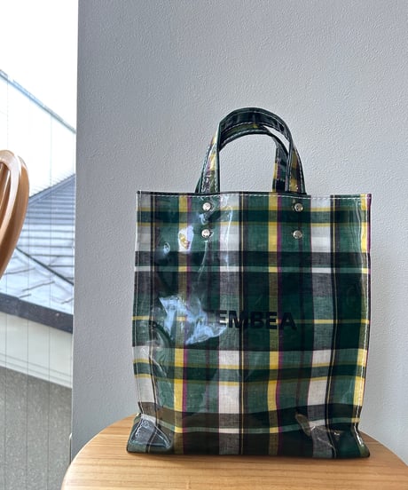 TEMBEA／PAPER TOTE SMALL（CHECK GREEN)