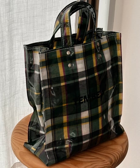 TEMBEA／PAPER TOTE SMALL（CHECK GREEN)