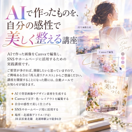 AIで作ったものを、自分の感性で美しく整える講座【予定】