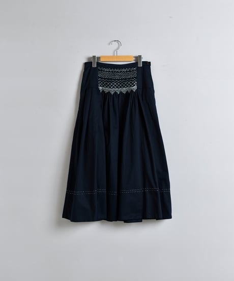 TOAST / Cotton Satin Smocked Skirt
