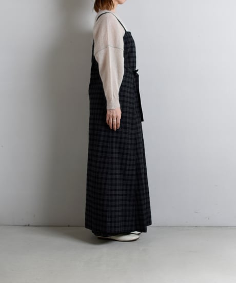 TOAST / Check Cotton Wool Apron Dress