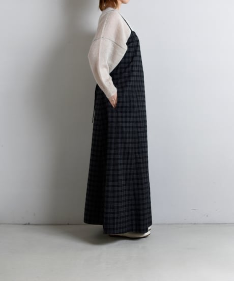 TOAST / Check Cotton Wool Apron Dress