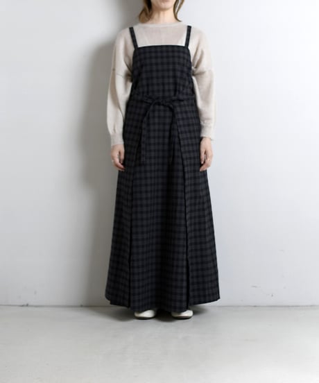 TOAST / Check Cotton Wool Apron Dress