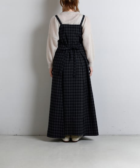 TOAST / Check Cotton Wool Apron Dress