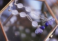 カルセドニー、タンザナイト　アシンメトリーロングピアス