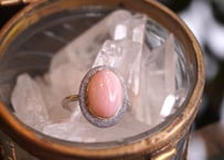 Aube ピンクオパール　ｋ18YG×SILVERリング