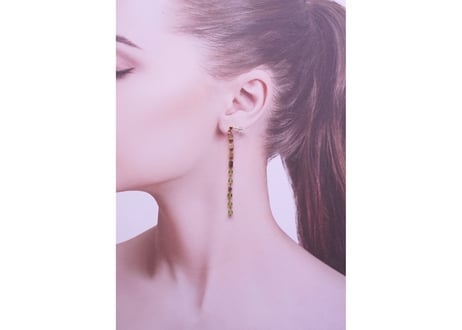 ペリドット、アバロンシェル　ロングピアス