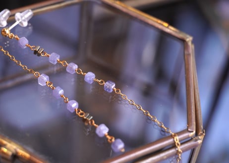 タンザナイト　アシンメトリーロングピアス