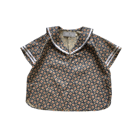Sailor shirt S/S : little flower navy