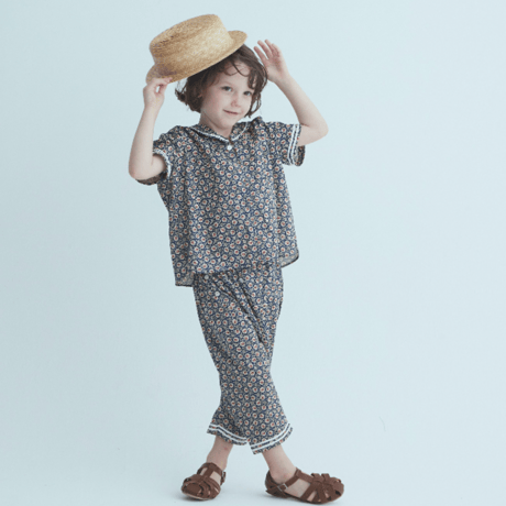 Sailor shirt S/S : little flower navy