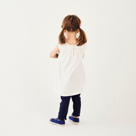 Navy dots ribbon Top