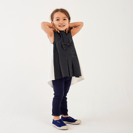 Navy dots ribbon Top