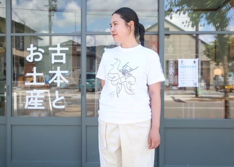 張山しし踊りＴシャツ（hitofude／ホワイト）