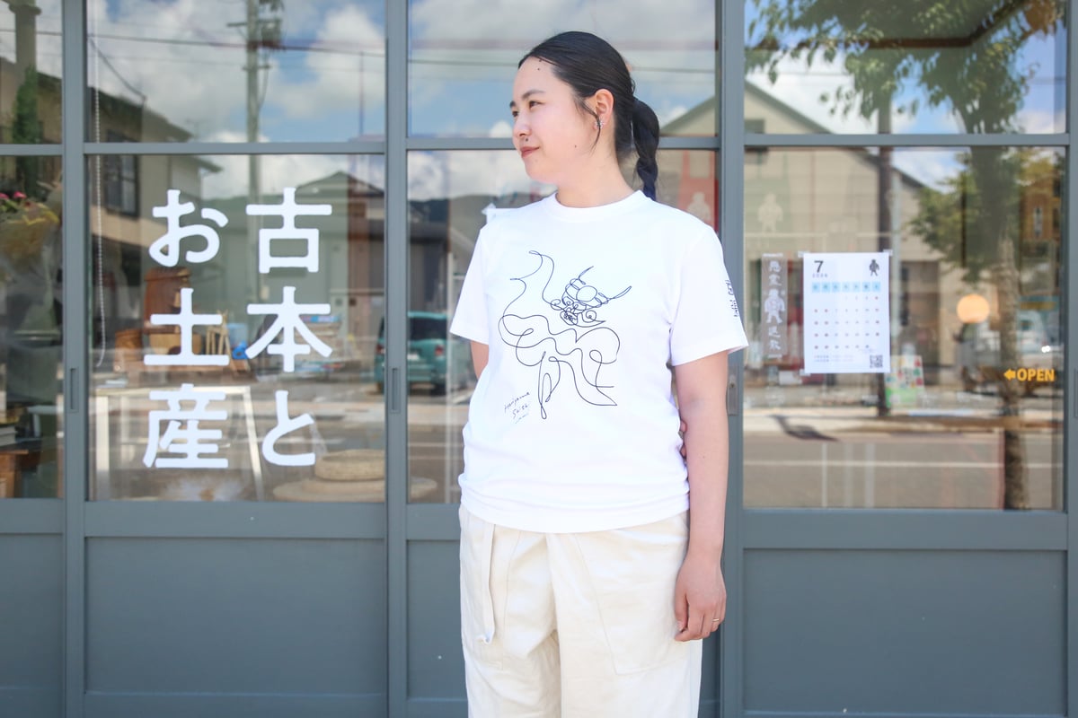 張山しし踊りTシャツ（hitofude／ホワイト） | TONO MADE