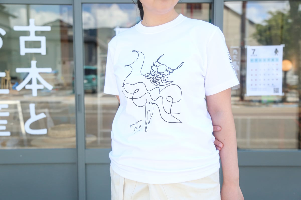 張山しし踊りTシャツ（hitofude／ホワイト） | TONO MADE