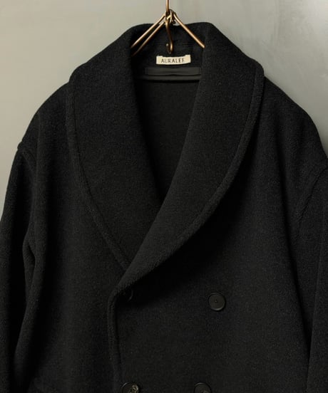 AURALEE(MENS) / A26AC02WH / WOOL HERRINGBONE SHAWL COLLAR COAT