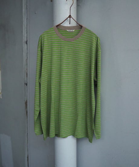 AURALEE(MENS) / A26AP01BT / SOFT SMOOTH WOOL STRIPE JERSEY L/S TEE