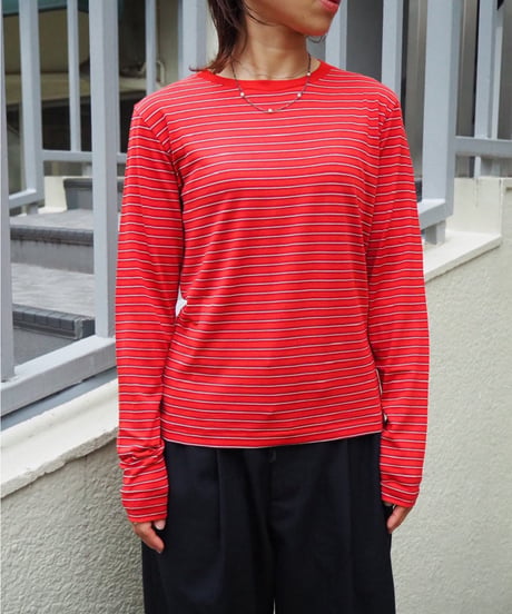 AURALEE(WOMENS) / A26AP03BT / SOFT SMOOTH WOOL STRIPE JERSEY L/S TEE