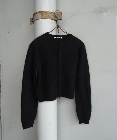 AURALEE(WOMENS) / A26AC03BA / GARMENT-DYED BABY ALPACA FUR KNIT CREW-NECK CARDIGAN