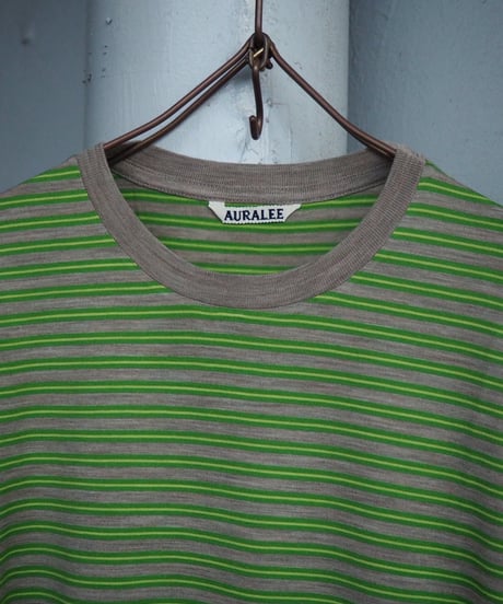 AURALEE(MENS) / A26AP02BT / SOFT SMOOTH WOOL STRIPE JERSEY TEE