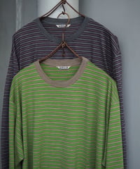 AURALEE(MENS) / A26AP01BT / SOFT SMOOTH WOOL STRIPE JERSEY L/S TEE