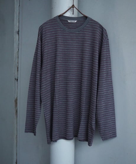 AURALEE(MENS) / A26AP01BT / SOFT SMOOTH WOOL STRIPE JERSEY L/S TEE