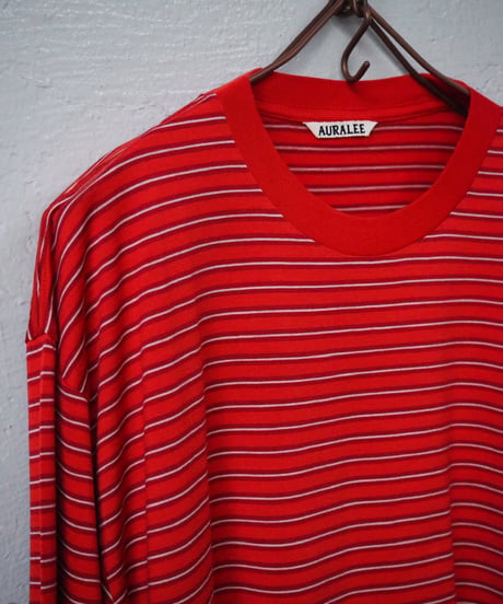 AURALEE(MENS) / A26AP01BT / SOFT SMOOTH WOOL STRIPE JERSEY L/S TEE
