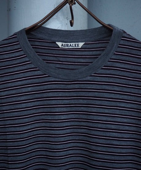 AURALEE(MENS) / A26AP02BT / SOFT SMOOTH WOOL STRIPE JERSEY TEE