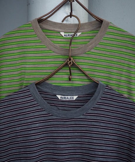 AURALEE(MENS) / A26AP02BT / SOFT SMOOTH WOOL STRIPE JERSEY TEE