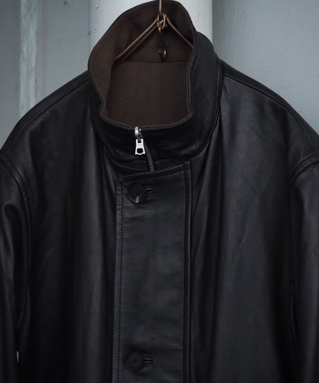 AURALEE(MENS) / A26AC01AN / REVERSIBLE WOOL TWISTED TWILL / SHEEP LEATHER HALF COAT