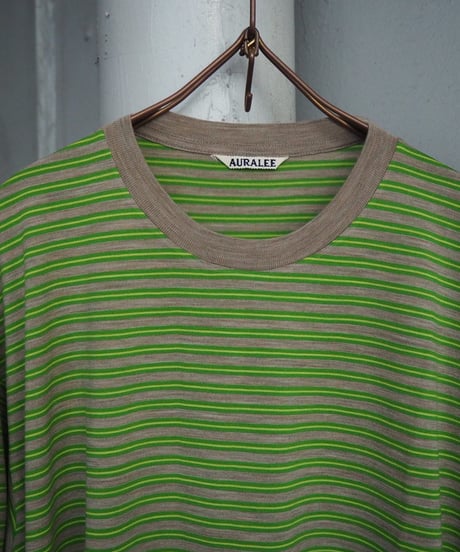 AURALEE(MENS) / A26AP01BT / SOFT SMOOTH WOOL STRIPE JERSEY L/S TEE