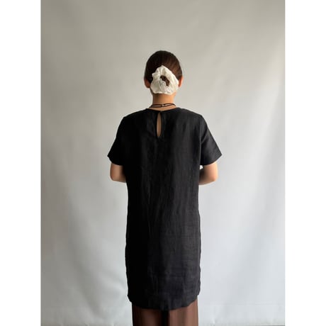 Black linen dress