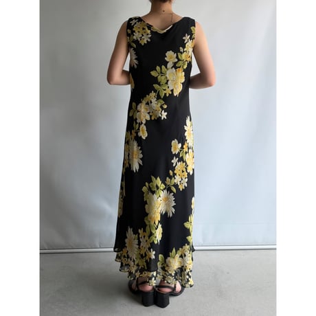 Yellow flower black dress