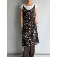 Brown floral pattern sheer dress