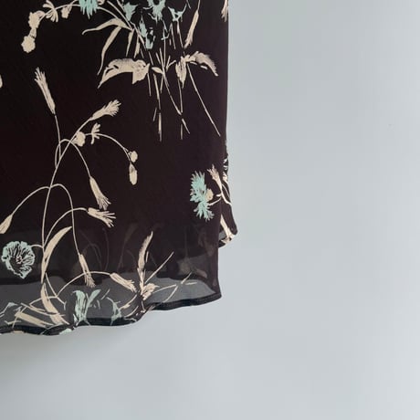 Brown floral pattern sheer dress