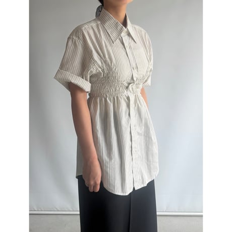 Gathered striped shirt
