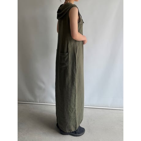 Hooded linen dress