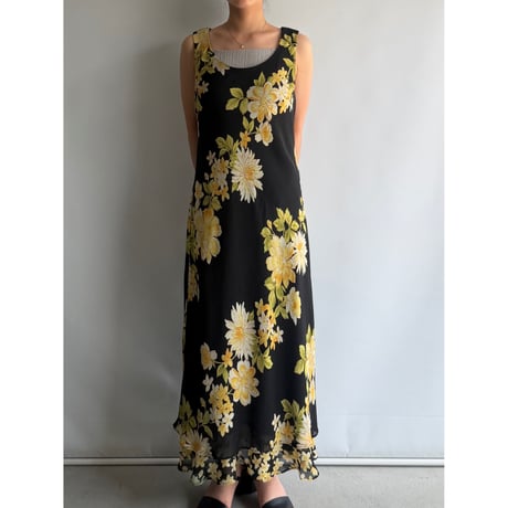 Yellow flower black dress