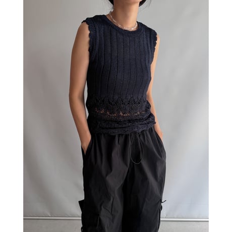 Openwork knit sleeveless knit